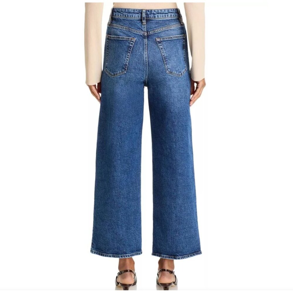FRAME The Wide high-rise ankle wide-leg raw hem jeans in Rival Sz 28 - Picture 2 of 13